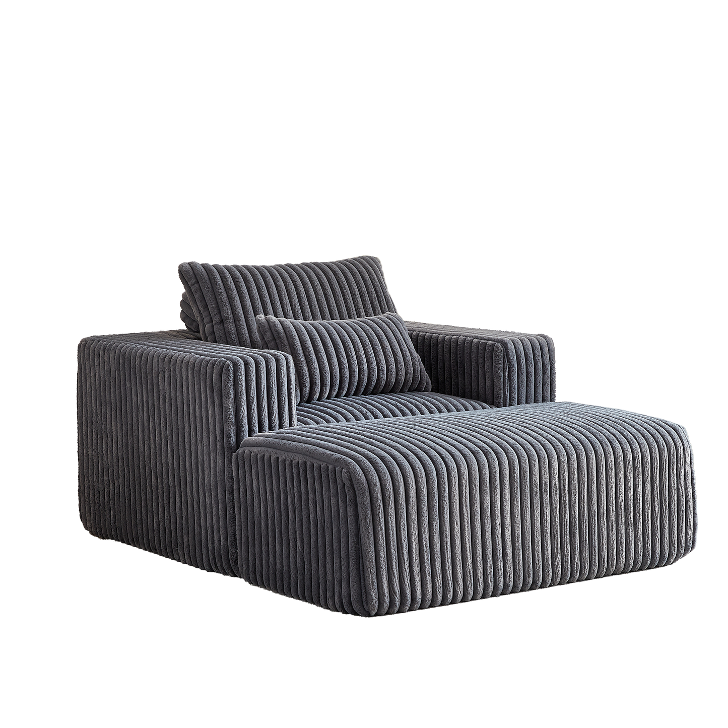 Corduroy Lounge Chair & Footrest – Fluffy Sleeper Sofa for Modern Comfort