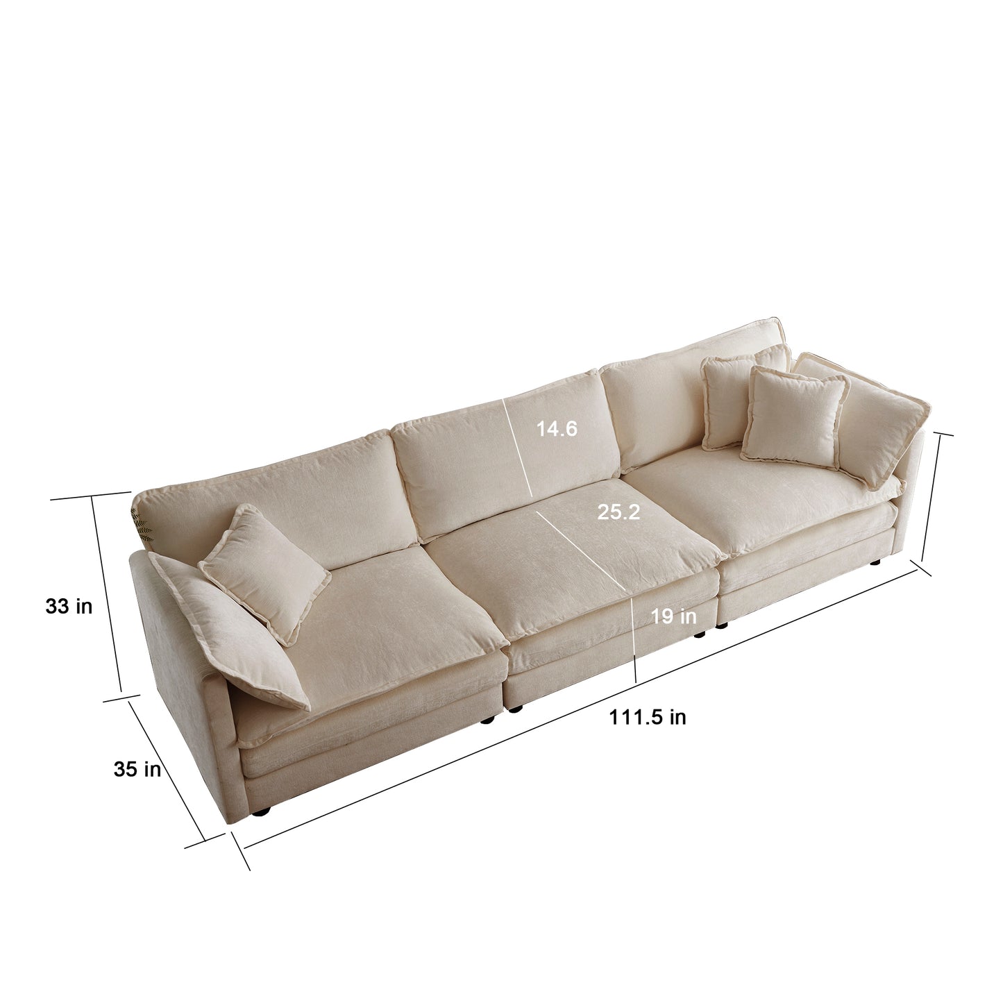 Modular Oversized L Shaped Sectional Sofa With Reversible Ottoman