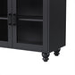 ON-TREND Farmhouse TV Stand with Solid Wood Gourd-Shaped Legs for TVs Up to 70", Entertainment Center with Bookshelves & Tempered Glass Doors, Media Console with Adjustable Shelves, Living Room, Black