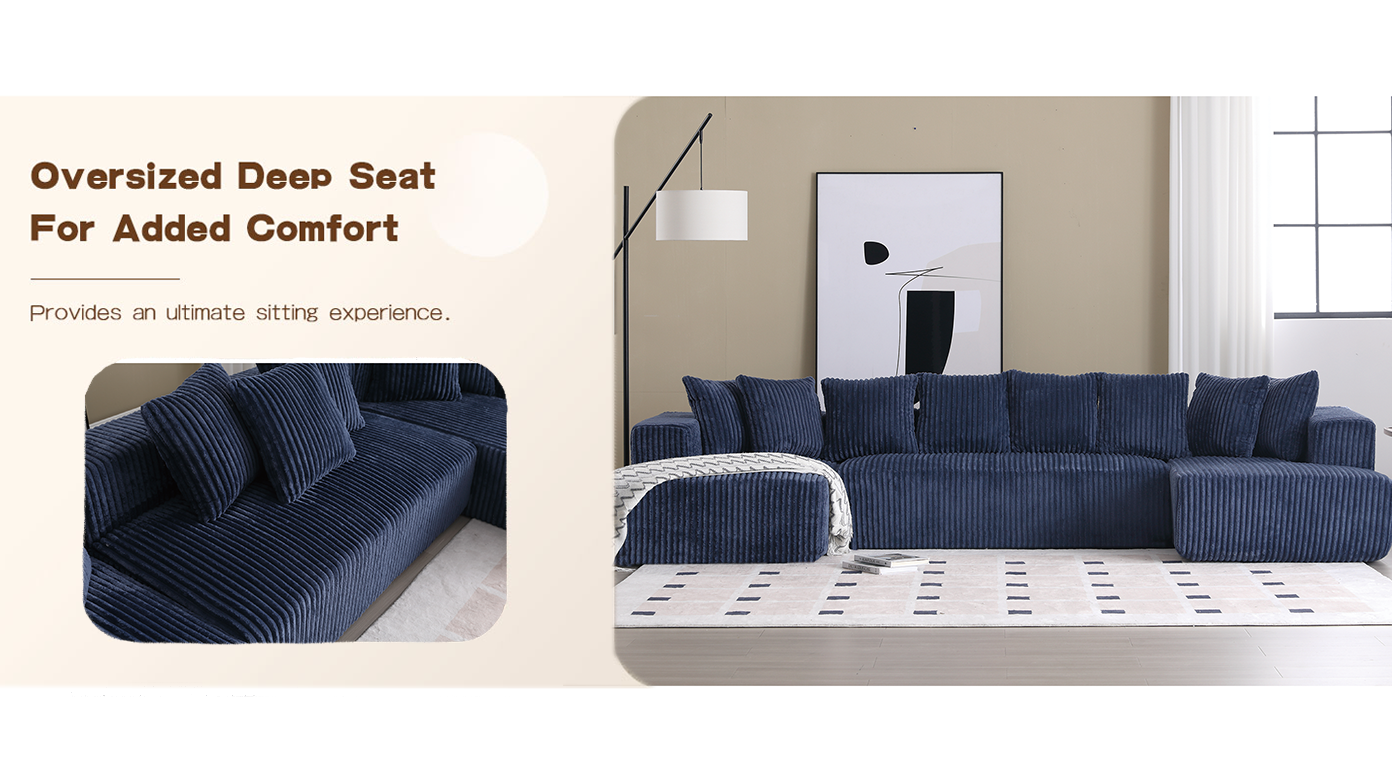 Corduroy L-Shaped Modular Sectional Sofa with Chaise