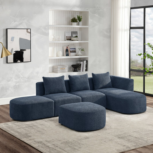 L-Shaped Modular Sectional Sofa with Chaise and Ottoman