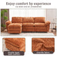 Modern Deep 3-Seat Sofa Couch with Ottoman, Upholstered