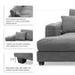 Oversized Corduroy L-Shaped Sectional Sofa with USB Ports & Cup Holders