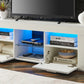 White morden TV Stand with LED Lights,high glossy front TV Cabinet,can be assembled in Lounge Room, Living Room or Bedroom,color:WHITE