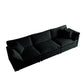 Mid-Century Modern Couch 3-Seater Sofa with 2 Armrest Pillows and 3 Toss Pillows, Couch for Living Room Black Chenille