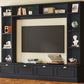 ON-TREND Large Wall Unit Entertainment Center with Bookshelves for TVs Up to 78'', Modern TV Console with Cabinets and Open Shelves, 4-in-1 TV Stand with Golden Handles, Black, 104.2''W*81.2''H