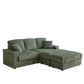 Corduroy 3-Seater Sofa With A Ottoman, 2 Storage  & Cup Holder