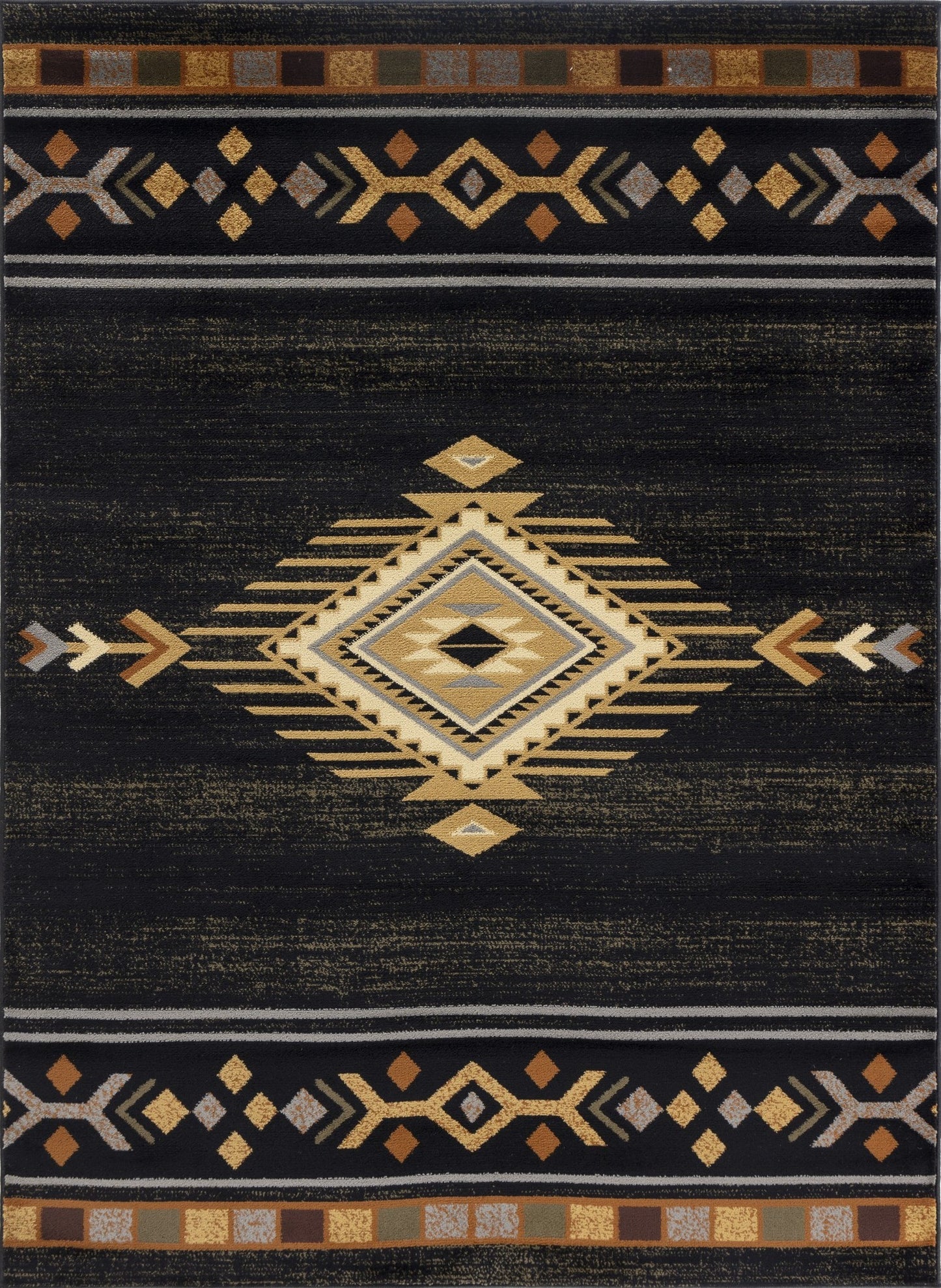 Tribal Design Black 7 ft. 10 in. x 10 ft. 3 in. Southwest Area Rug