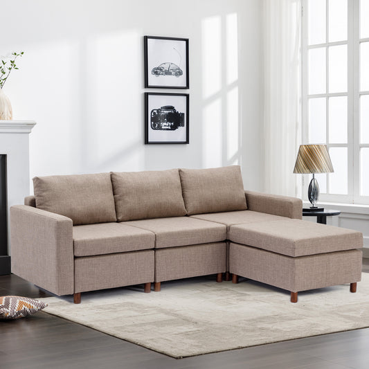 3-Seat Modular Sectional Sofa with Ottoman