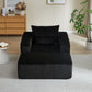 Corduroy Lounge Chair & Footrest – Fluffy Sleeper Sofa for Modern Comfort, Black