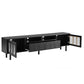 Fluted Glass TV Stand with LED Light Strip for Up to 80'' TV's