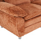 Modern Deep 3-Seat Sofa Couch with Ottoman, Upholstered