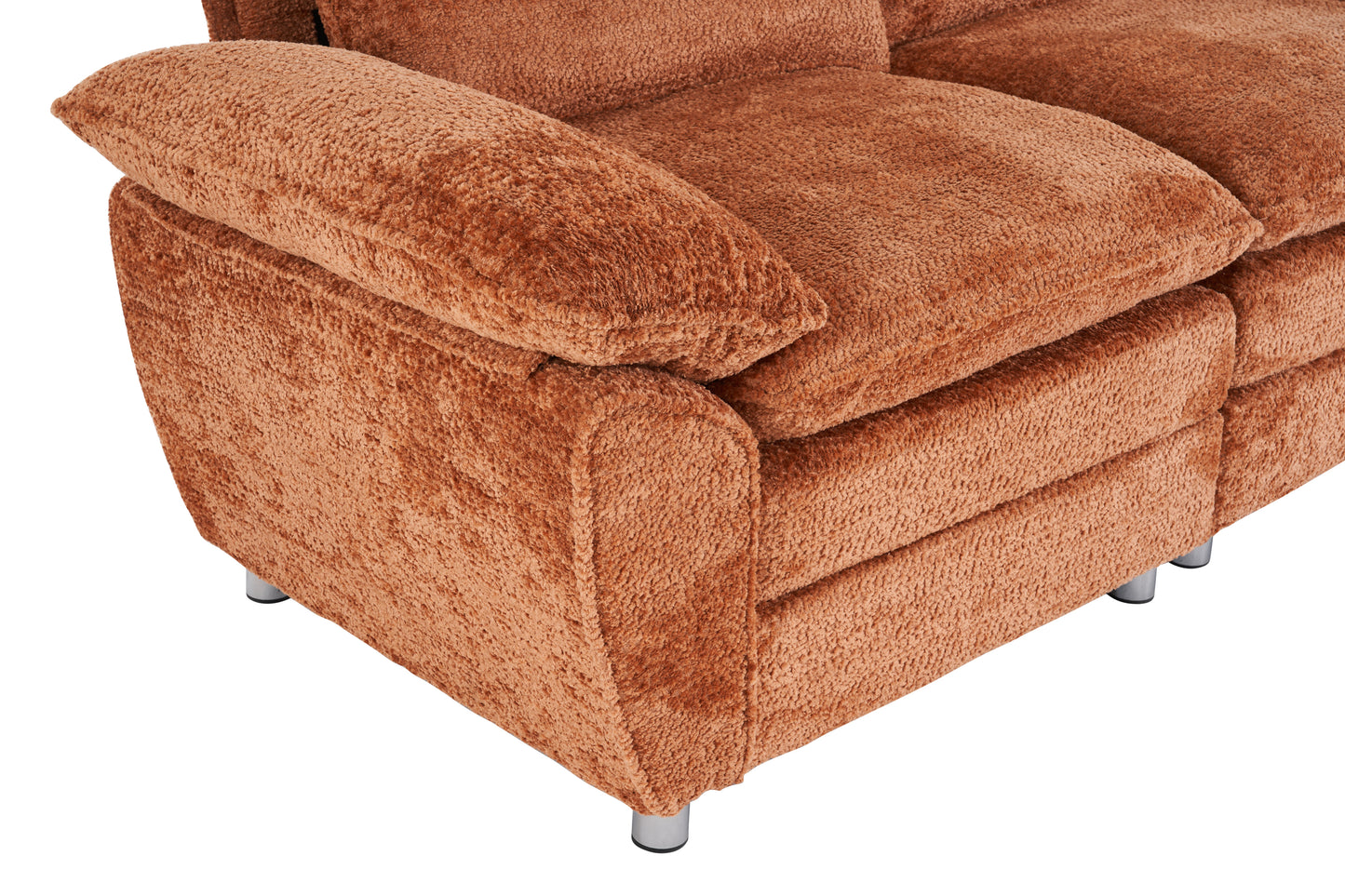 Modern Deep 3-Seat Sofa Couch with Ottoman, Upholstered