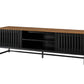 Mid Century Modern TV Stand with Slatted Grille Striped Doors & Storage For up to 65" TV's