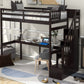 Twin Size Loft Bed with Storage Staircase and Built-in Desk