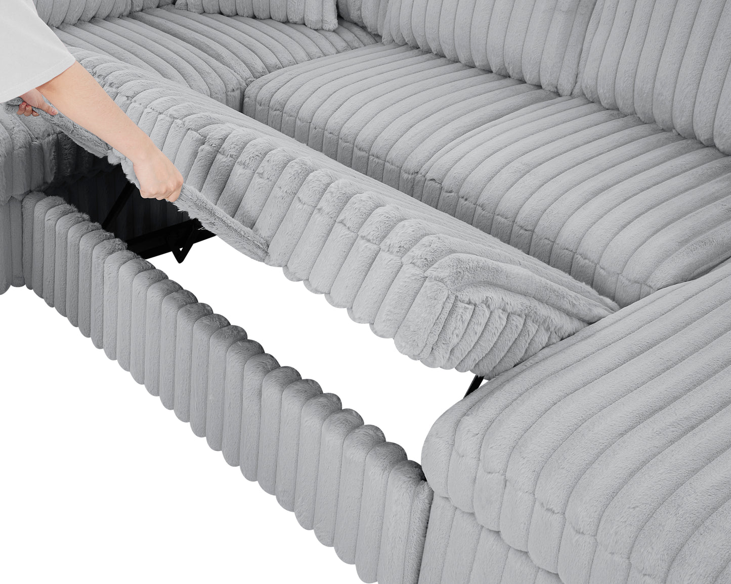 Oversized Corduroy Sectional With USB Charging Ports