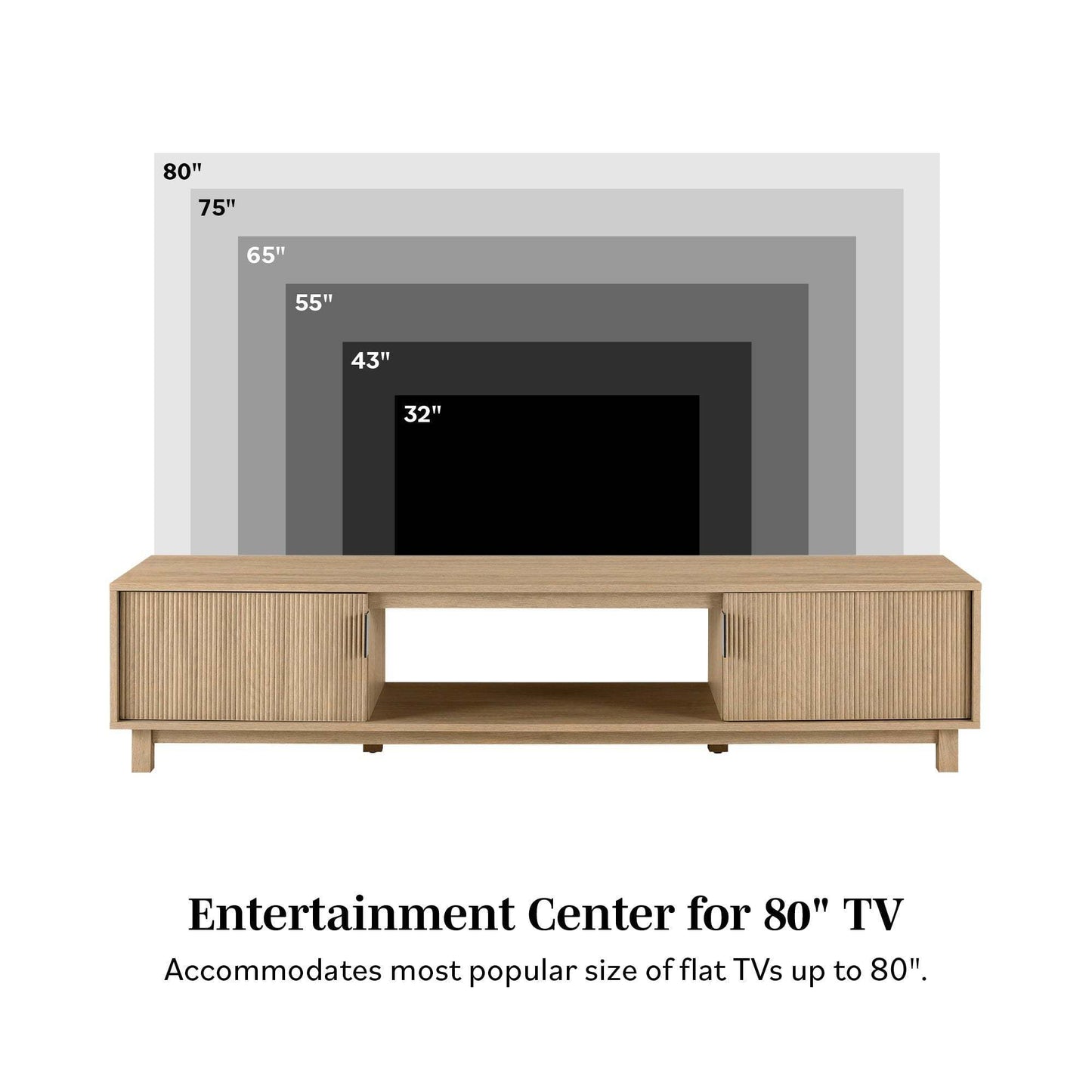 Modern Fluted-Door Minimalist TV Stand For up to 80" TV's  – Coastal Oak