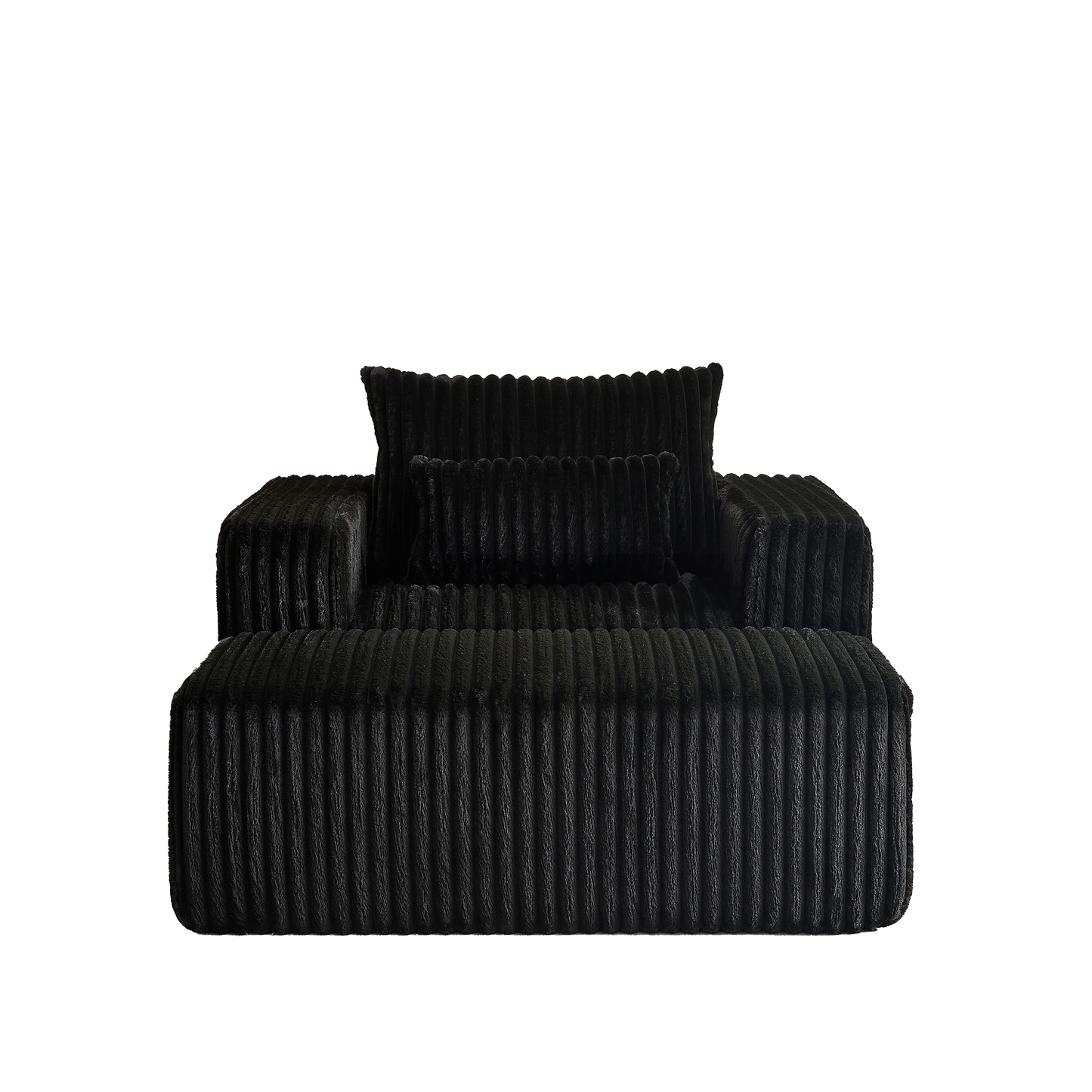 Corduroy Lounge Chair & Footrest – Fluffy Sleeper Sofa for Modern Comfort, Black