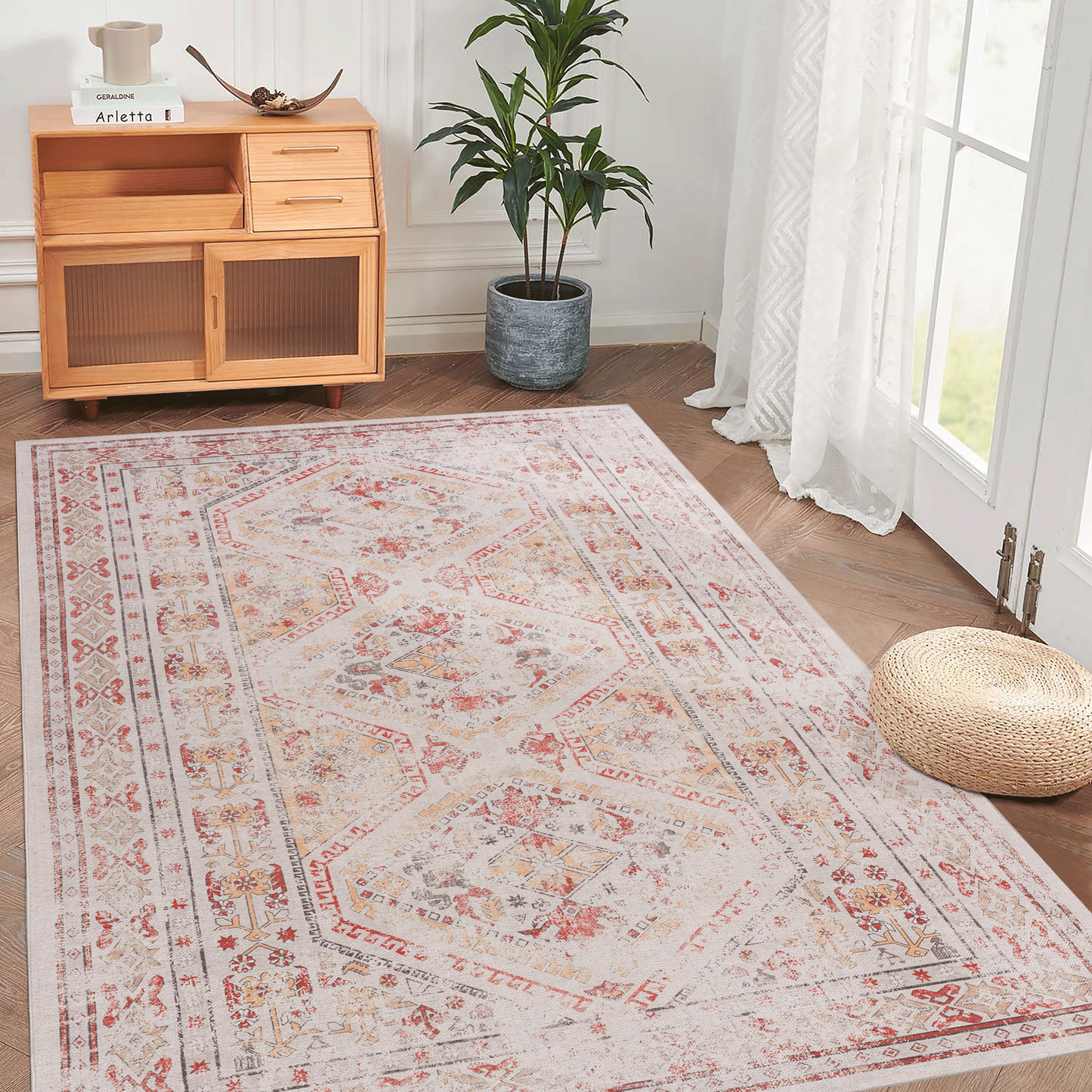 5x8 Low-Pile, Area Rug - Non-Slip