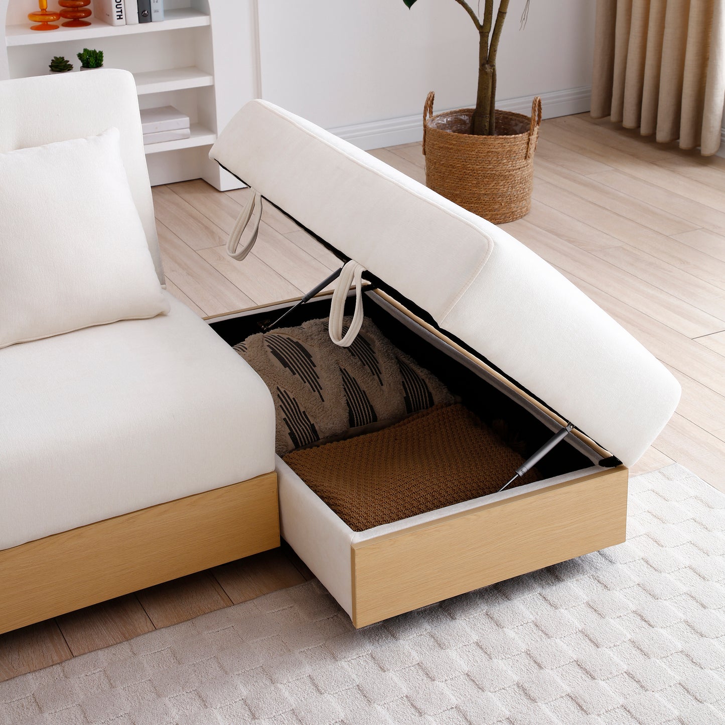 Convertible Folding Sofa Bed, Storage Ottoman & 2 Cupholders