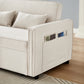 Modern Linen Loveseat Sleeper Sofa with Adjustable Backrest & Pull-Out Bed with 2 Lumbar Pillows