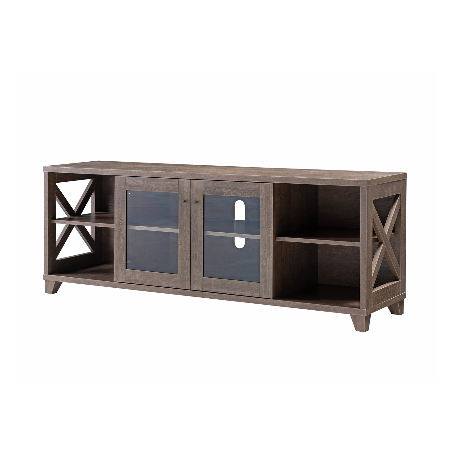 Entertainment Center with Four Side Shelves and Transparent Center For up to 55" TV's