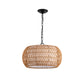 Farmhouse Pendant Light with Adjustable Height, Boho Woven Jute Rope Hanging Ceiling Light Fixture, E26 Base, 60W Max, Compatible with Flat, Vaulted, and Sloped Ceil (Bulb Not Included)