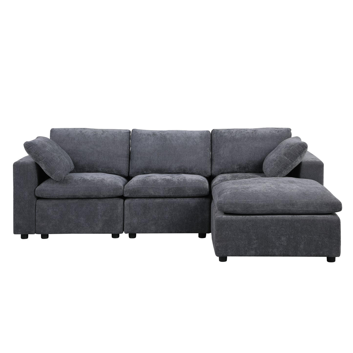 Modular Sectional Sofa with Reversible Chaise and Ottomans - 4-Seat