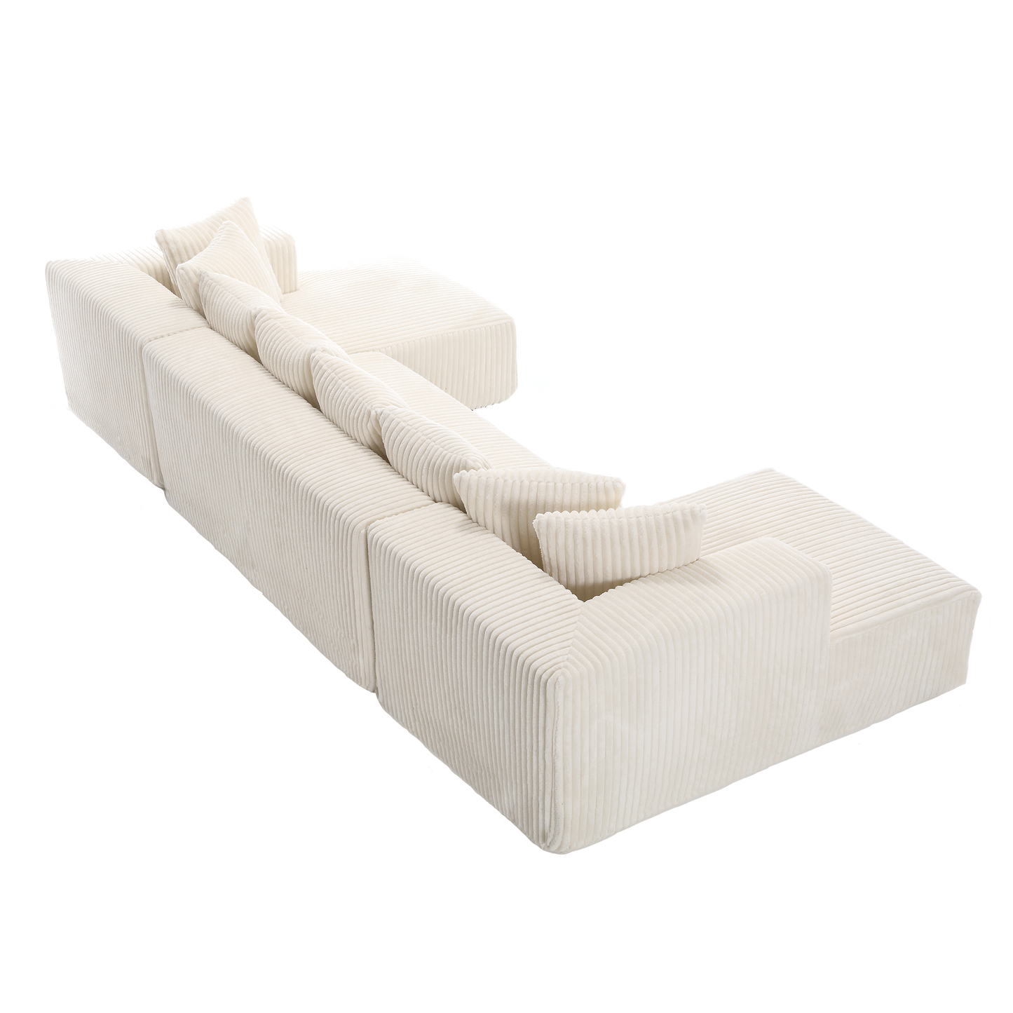 Modular Corduroy U-Sectional Sofa with Lounge Chaise