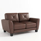 62" Genuine Leather match loveseat Living room coach Transitional sofa - Honey Brown