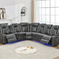 M071 Power reclining Sectional Sofa W/speaker / LED strip GREY color