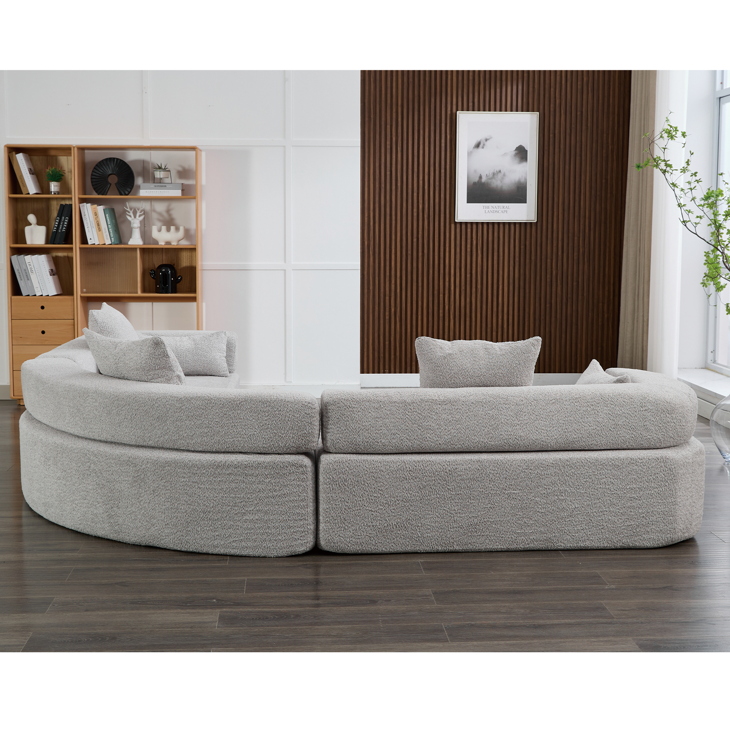 Oversized Semicircular Modular Sofa, Grey