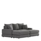 Corduroy 3-Seater Sofa with Dual Ottomans & Plush Pillows