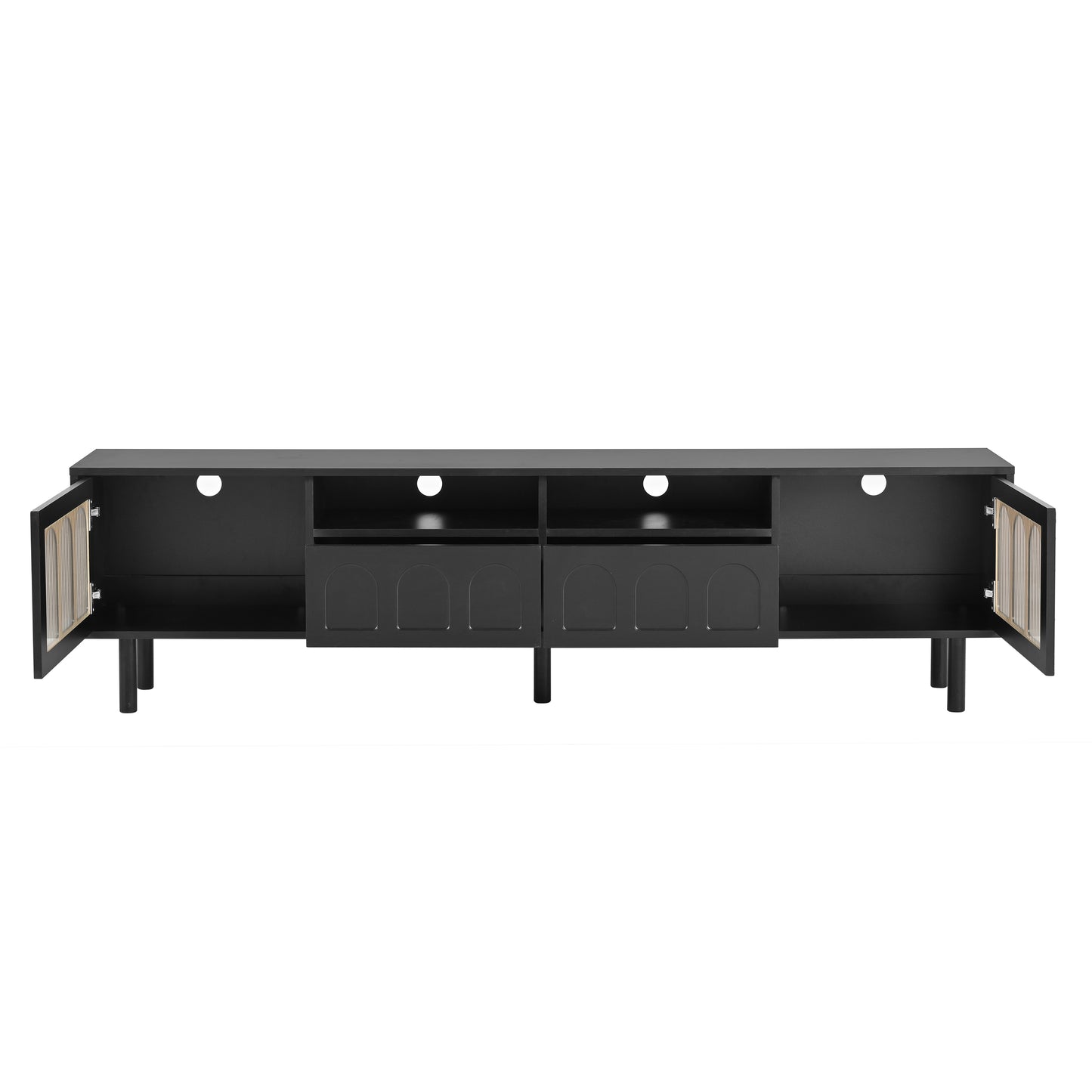 Fluted Glass TV Stand with LED Light Strip for Up to 80'' TV's