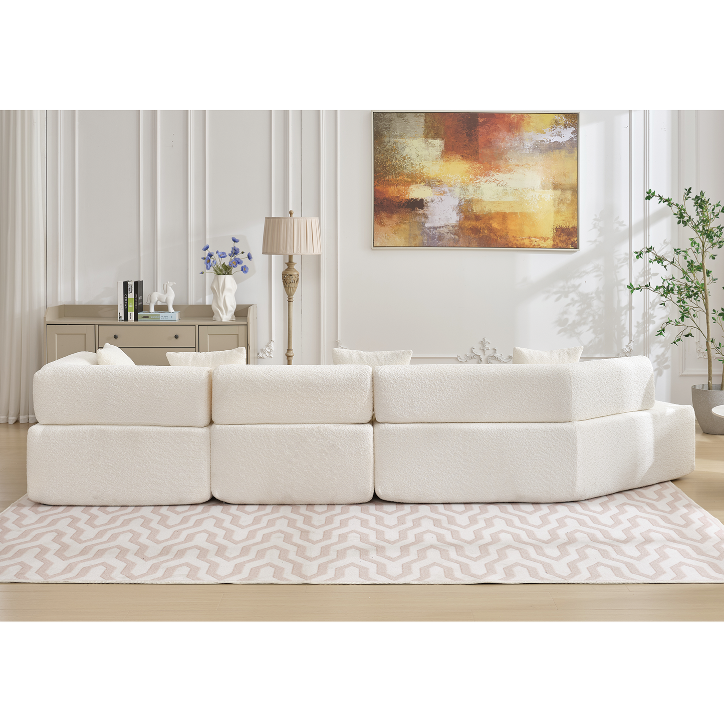 Minimalist 140" L-Shape Couch , 4 Seater , No Assembly Required