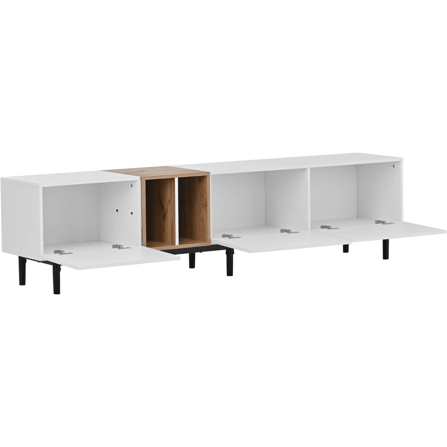 Modern Entertainment Center with Large Storage & 3 Doors For up to 80" TV's