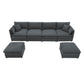 [VIDEO provided] [New] 134*66" Chenille Modular Sectional Sofa,U Shaped Cloud Couch Set with Double Cushions ,6 Seat Sleeper Sofa Bed with Ottomans,Oversized Indoor Furniture for Living Room, 3 Colors