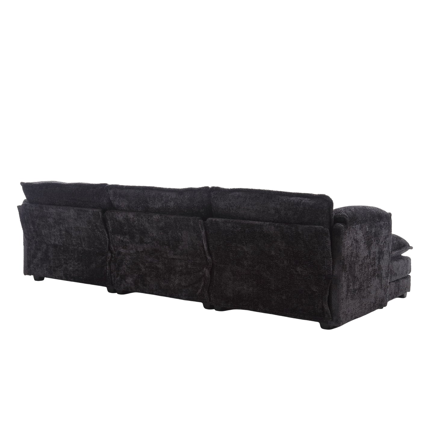 Oversized Boucle Fabric L-Shape Sectional - Movable Pedals with Detachable Armrests