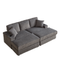 Corduroy 3-Seater Gray Sofa with Ottoman, Storage, & Cup Holders