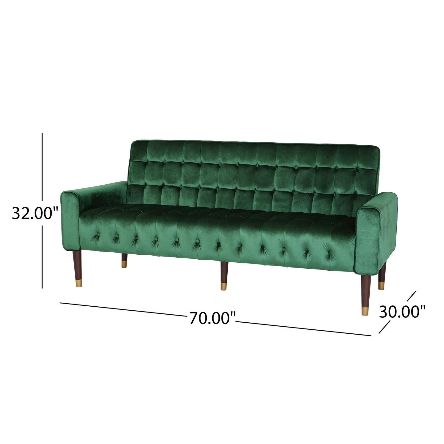 Velvet Straight Sofa With Square Arms