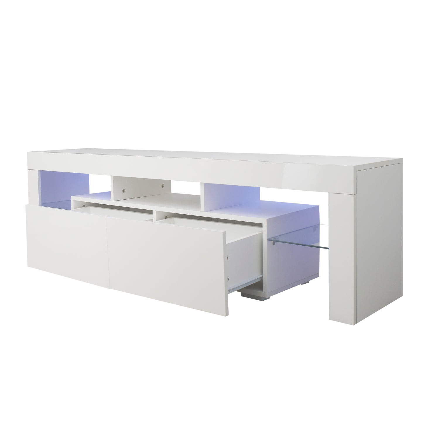 Modern White LED TV Stand with 20 Color Options & Remote Control For up to 70" TV's