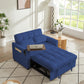 Blu Velvet Loveseat Sleeper Sofa Bed with Side Table