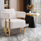 Modern Decorative Side Chair with Gold Metal Legs - 2PCS White