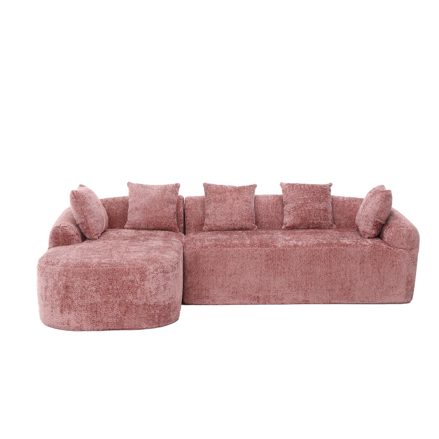 COOLMORE Boucle Sofa 3 Seater for Living Room Oversized Comfy Sofa L-Shape Sofa Couch with Chaise Home Furniture Sleeper Sectional Sofa for Apartment, Office Left Hand Facing (Pink)