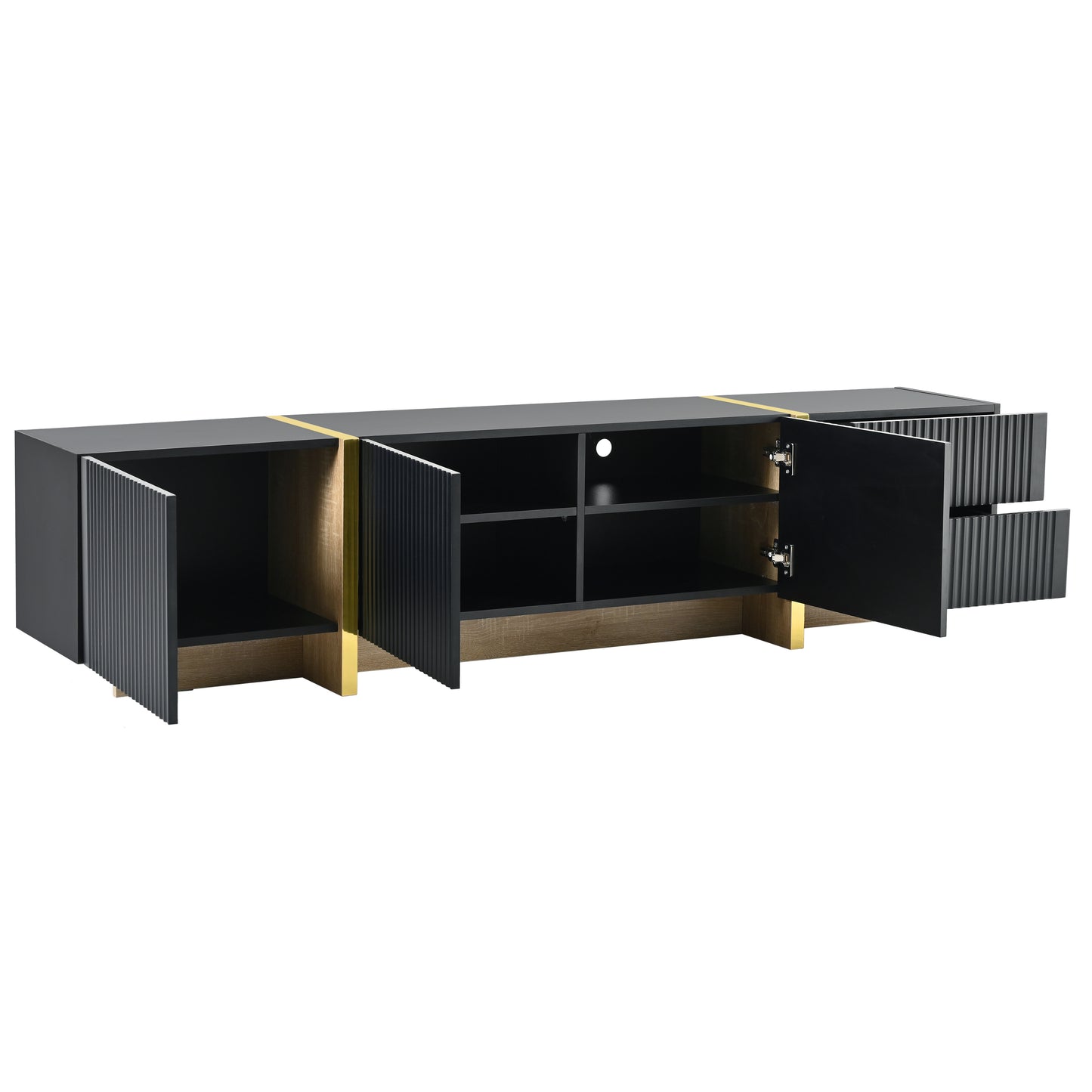 Modern Entertainment Center with Storage Cabinets & Drawers for up to 80''