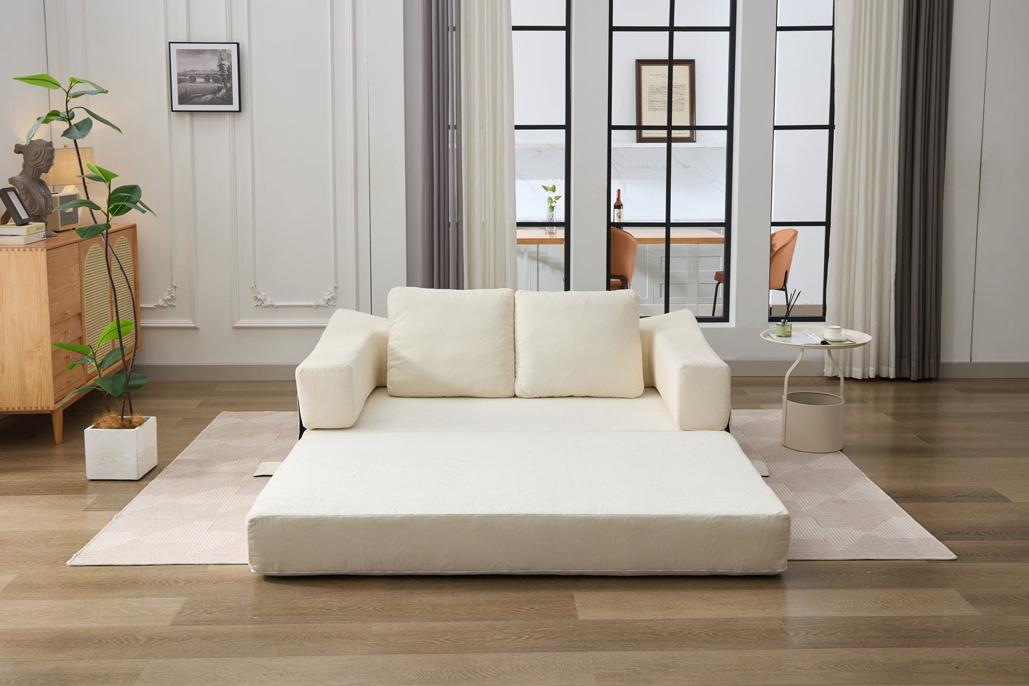 Modern Minimalist Fold-Out Sofa Bed with Removable Backrest