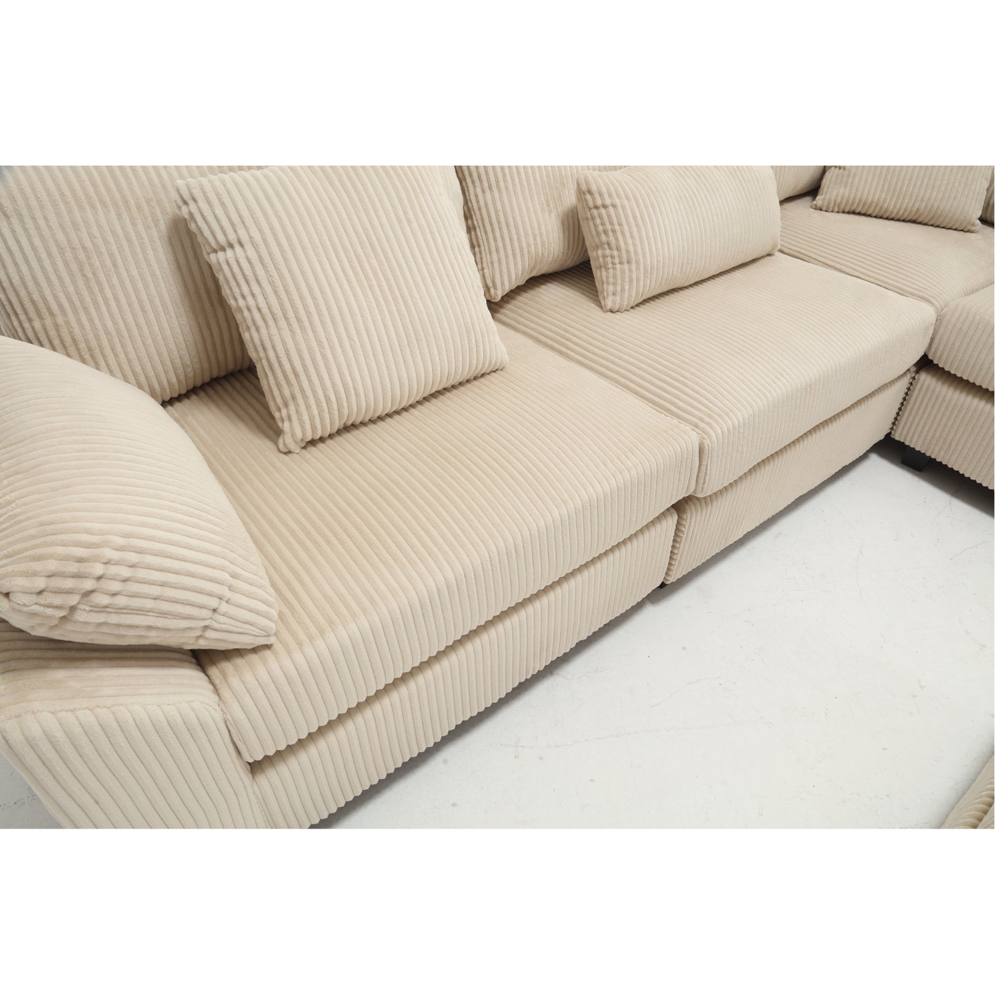 Oversized Corduroy Cloud Sectional Sofa with Plush Ottoman