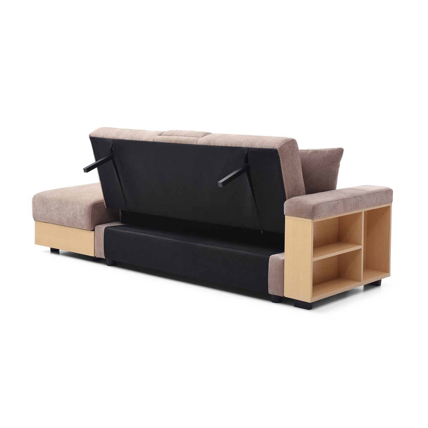 Convertible Folding Sofa Bed, Storage Ottoman & 2 Cupholders