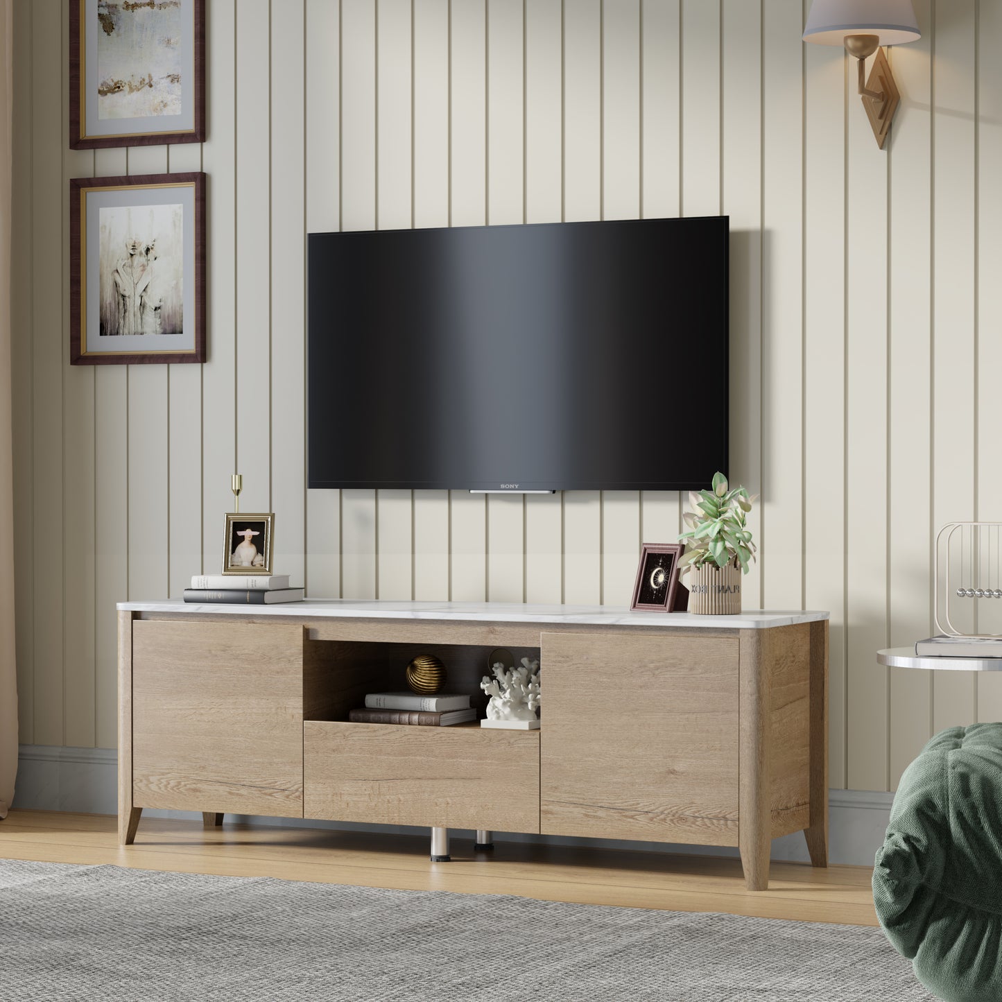 Modern TV stand with LED Lights & Storage, for Up to 80" TV's