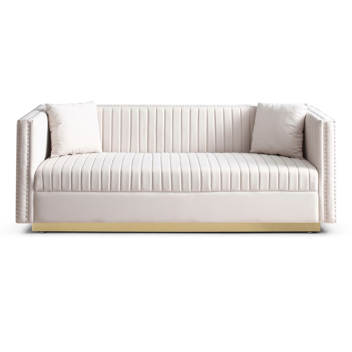 Contemporary Vertical Channel Tufted Velvet Sofa Loveseat Set